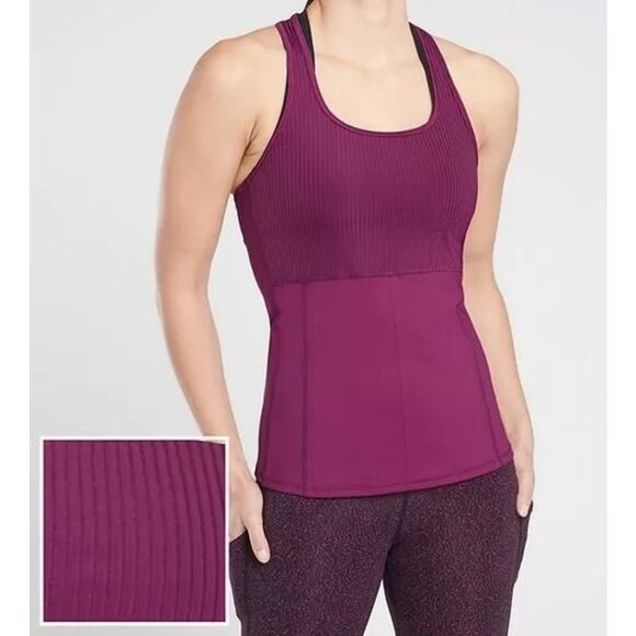 Athleta Vitality Rib Tank Velvet Plum Size‎ M Built-In Back Pocket Performance - Picture 1 of 9